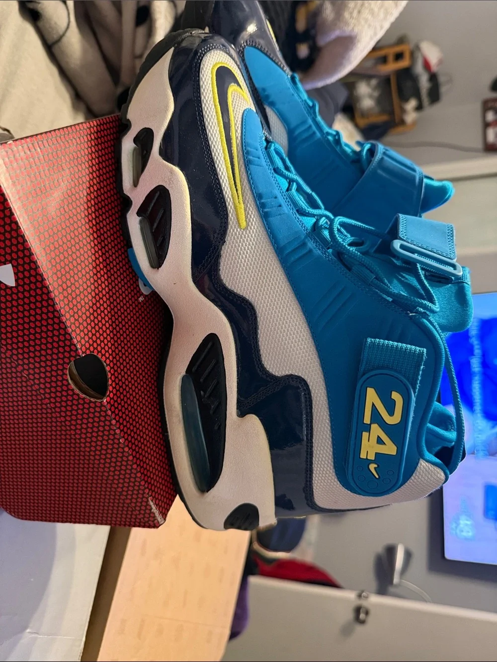 Under Armour Kids Teal and Navy High-Top Sneakers with Yellow Accent